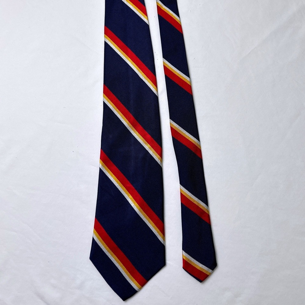 Lauren Ralph Lauren Mens Silk Regimental Striped Necktie 58in Navy Red Gold
